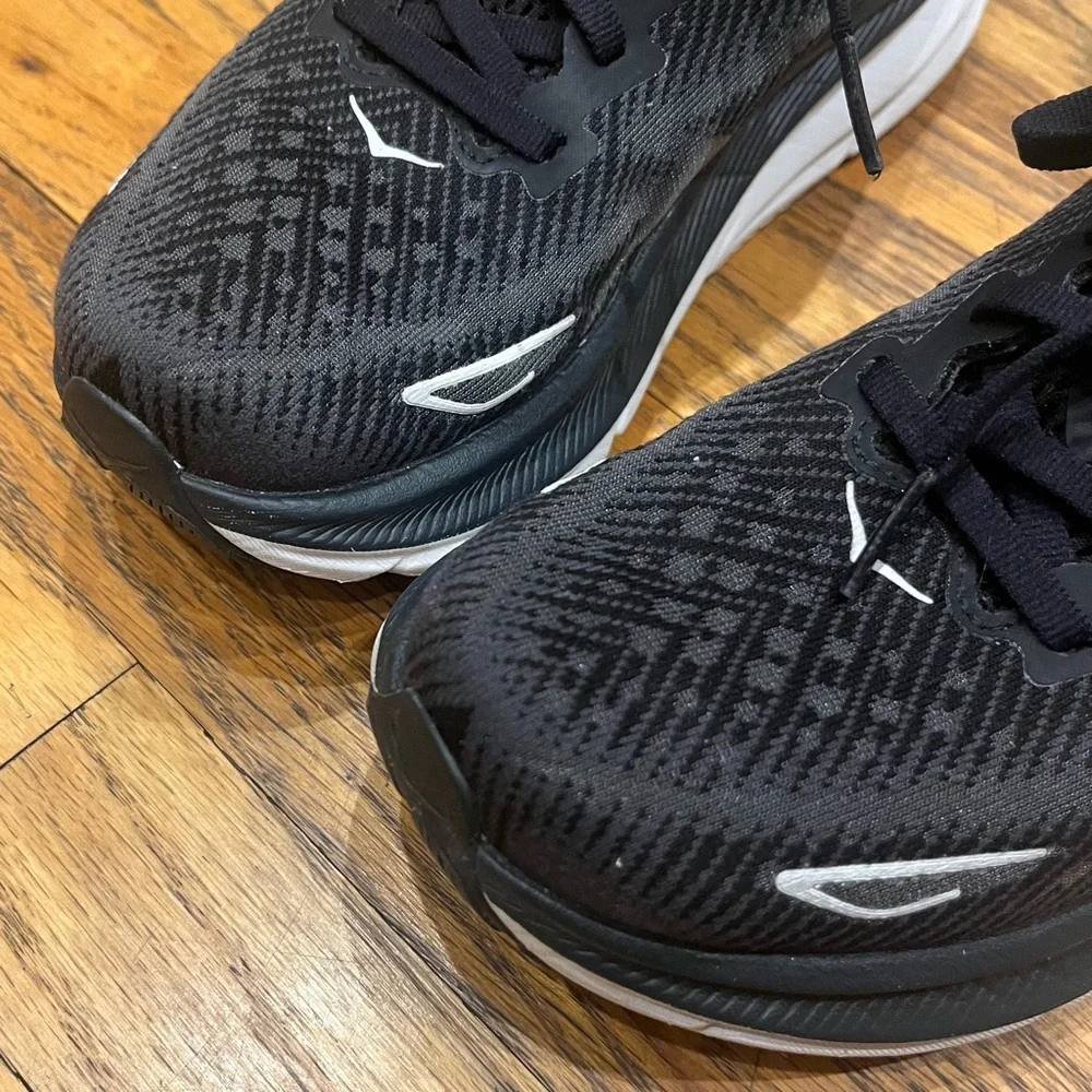 HOKA One One Clifton 9 Sneakers in Black and White - Picture 9 of 16